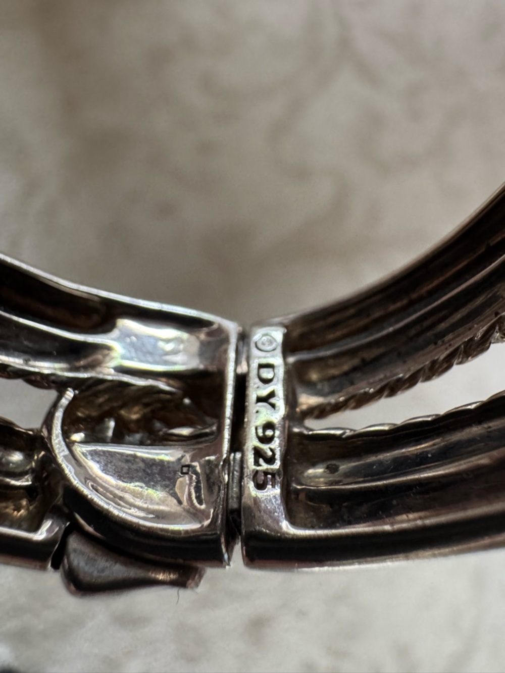 David Yurman Silver metal Pave diamond beautiful Cable bracelet - Picture 8 of 8